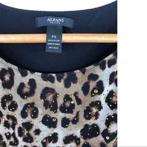 Alfani - Cheetah 3/4 Sleeve Blouse w/ Gold Jewel - Picture 5 of 6
